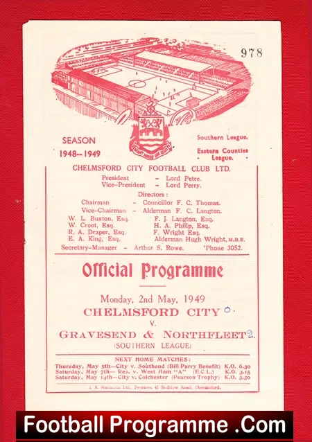 Chelmsford City v Gravesend Northfleet 1949