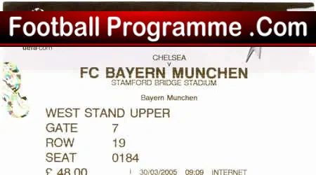 Chelsea v Bayern Munich 2005 – Football Ticket Stub