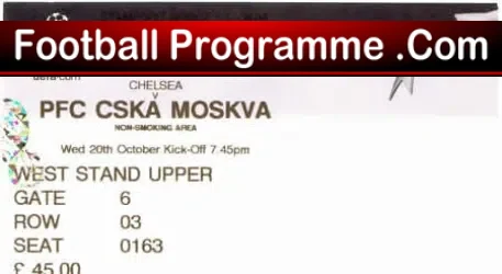 Chelsea v CSKA Moskva 2004 – Football Ticket Stub