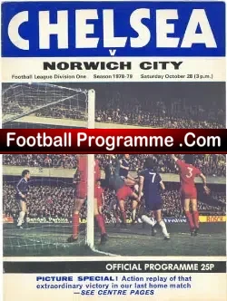 Chelsea v Norwich City 1978 – Plus Autographs