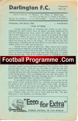 Darlington v Gateshead 1958 – 1950s Programme