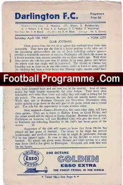 Darlington v York City 1957