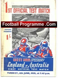 England Speedway v Australia 1950 – at West Ham