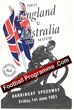 England Speedway v Australia 1951 – at Harringay