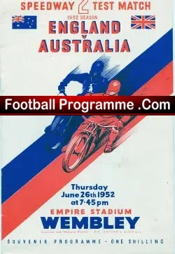 England Speedway v Australia 1952 – at Wembley
