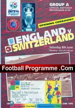 England v Switzerland 1996 – Plus Ticket Euro 96 Opening Match