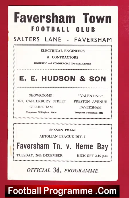 Faversham Town v Herne Bay 1961