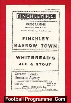 Finchley v Harrow Town 1946 - football programme