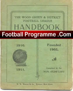 Football League Handbook 1910 – 1911 Wood Green District
