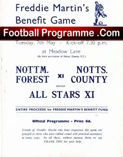 Freddie Martin Testimonial Benefit Match Nottingham Forest 1960s
