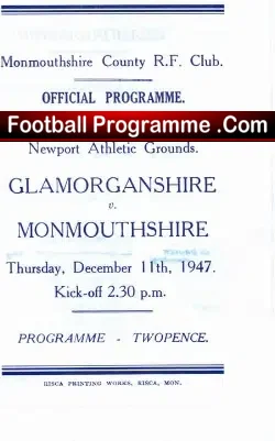 Glamorganshire Rugby v Monmouthshire 1947