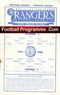 Glasgow Rangers v Falkirk 1958