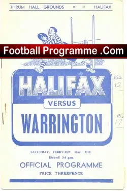 Halifax Rugby v Warrington 1958