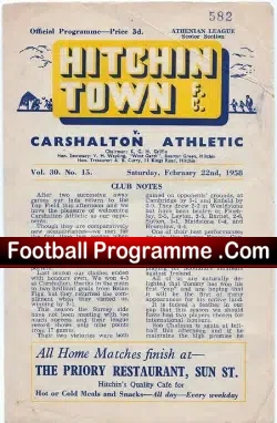 Hitchin Town v Charlton Athletic 1958