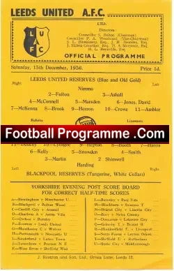 Leeds United v Blackpool 1956 – Reserves