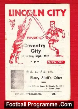 Lincoln City v Coventry City 1948 - football programme