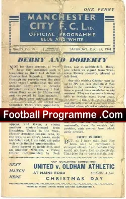 Manchester City v Chester 1944 – 1940’s Man City Programmes