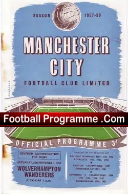 Manchester City v Wolves 1957 - League Champions 57/58 - football programme
