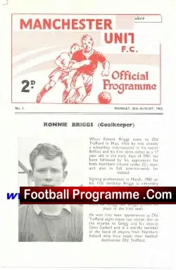 Manchester United v Everton 1962 – Reserves – Ronnie Briggs