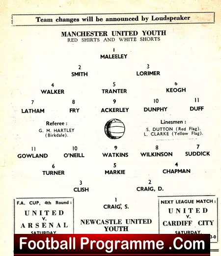 Manchester United v Newcastle United 1962 – Youth