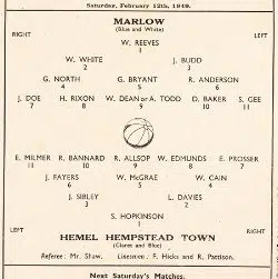 Marlow v Hemel Hempstead 1949