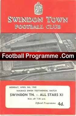 Maurice Owen Testimonial Benefit Match Swindon Town 1962