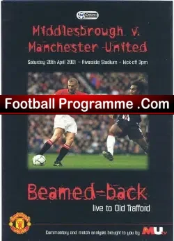 Middlesbrough v Manchester United 2001 - Beam Back Match - football programme