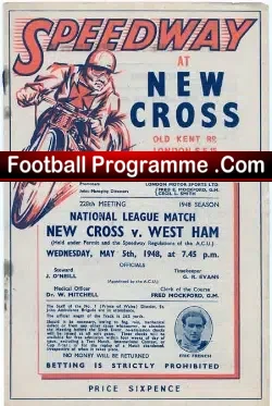 New Cross Speedway v West Ham 1948