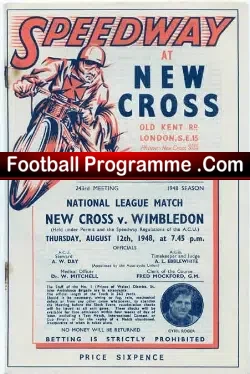 New Cross Speedway v Wimbledon 1948