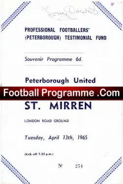 Peter McNamee Benefit Match Testimonial Peterborough United 1965