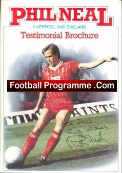 Phil Neal Football Testimonial Liverpool Autographed Signed 1980