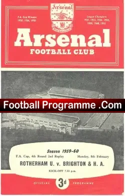 Rotherham United v Brighton 1960 – FA Cup Replay Arsenal