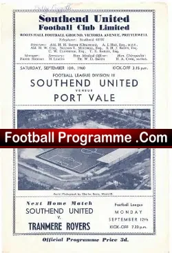 Southend United v Port Vale 1960