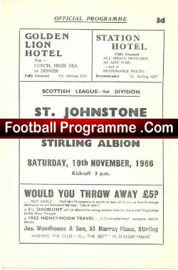 St Johnstone v Stirling Albion 1966
