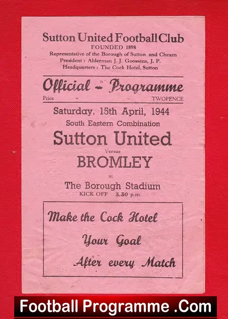 Sutton United v Bromley 1944