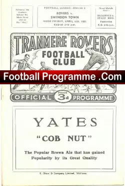 Tranmere Rovers v Swindon Town 1960