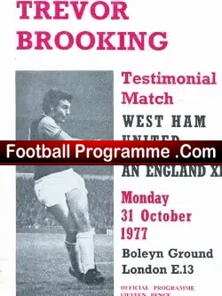 Trevor Brooking Testimonial Benefit Match West Ham United 1980