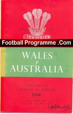 Wales Rugby v Australia 1958 – Cardiff Arms Park