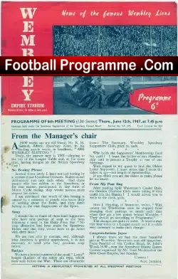 Wembley speedway v West Ham 1947