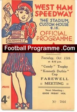 West Ham Speedway Farewell Meeting Cundy Trophy 1935