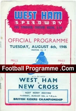 West Ham Speedway v New Cross 1946