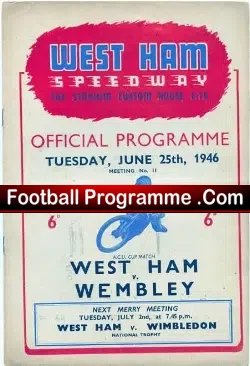 West Ham Speedway v Wembley 1946