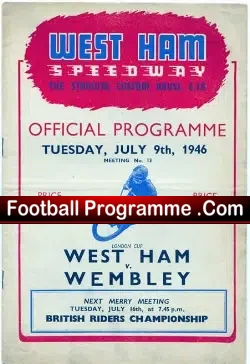 West Ham Speedway v Wembley 1946