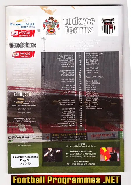 Accrington Stanley v Grimsby Town 2007 - Multi Signed 1st Season
