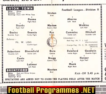 Luton Town v Brentford 1953