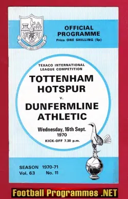 Tottenham Hotspur v Dunfermline Athletic 1970 - Texaco Cup Match