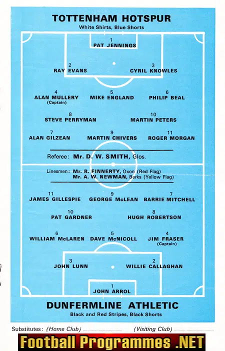 Tottenham Hotspur v Dunfermline Athletic 1970 - Texaco Cup Match