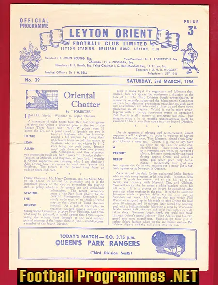 Leyton Orient v QPR 1956