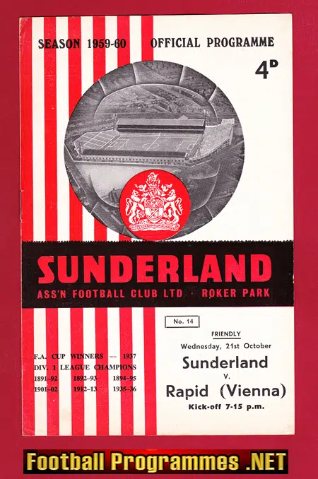 Sunderland v Rapid Vienna 1959 – Friendly Game – SK Rapid Wien