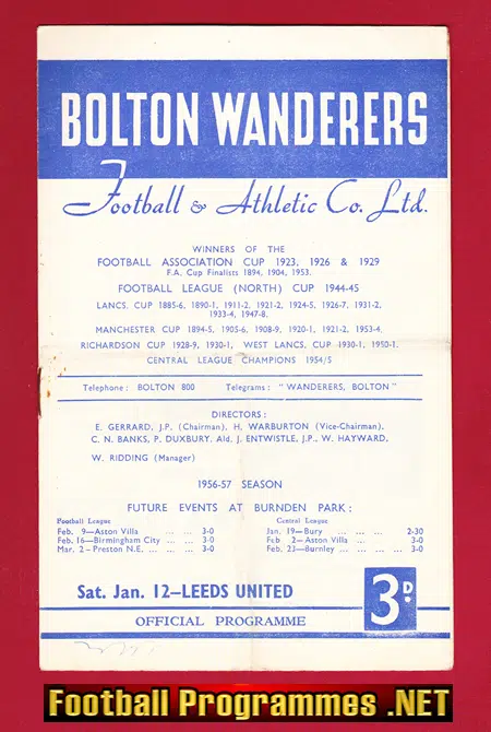Bolton Wanderers v Leeds United 1957